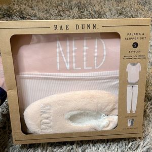 RAE DUNN 3 Piece Pajama & Slipper Set “NEED COFFEE”